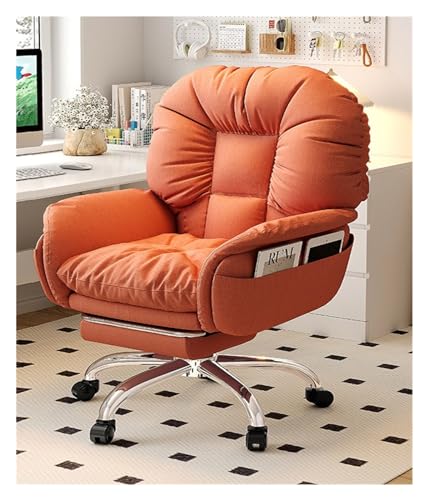HLRTBCN Ergonomic Office Chair Ergonomic Executive Office Stuhl mit Komfortables Sofa -Design und Rückenlehnung - ideal für Schlafzimmer, Spiele und Bürogebrauch (Orange, Fußpedal inklusive) Aqiong von HLRTBCN