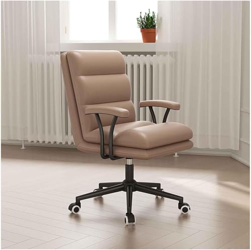 HLRTBCN Ergonomic Office Stuhl Arbeit Mid-Back Verstellbarer Drehcomputer-Aufgabe PU gepolsterte Executive-Schreibtisch mit gepolsterten Armlehnen bequem Aqiong von HLRTBCN