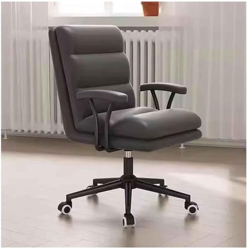 HLRTBCN Ergonomic Office Stuhl Arbeit Mid-Back Verstellbarer Drehcomputer-Aufgabe PU gepolsterte Executive-Schreibtisch mit gepolsterten Armlehnen bequem Aqiong von HLRTBCN