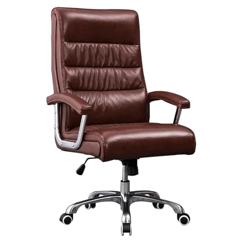 HLRTBCN Ergonomische Bürostuhl Arbeit Freizeit echtes Leder -Drehaufgabe, Home -Schreibtisch mit Größe und 120 ° Rückenlehne Einstellung Komfort Aqiong von HLRTBCN