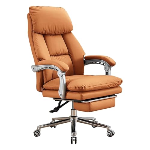 HLRTBCN Ergonomischer Bürostuhl Arbeit Leder mit 90 ° -170 ° Verstellbarer Rückenlehne und einziehbarer Footstützesschreibtisch Drehscheibe Executive Comfort Aqiong von HLRTBCN
