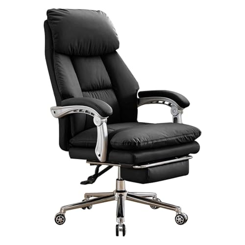 HLRTBCN Ergonomischer Bürostuhl Arbeit Leder mit 90 ° -170 ° Verstellbarer Rückenlehne und einziehbarer Footstützesschreibtisch Drehscheibe Executive Comfort Aqiong von HLRTBCN