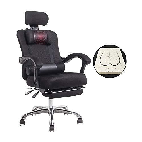 HLRTBCN Ergonomischer Bürostuhl Drehcomputer, S mesh -Mitarbeiter, die Drehscheibe mit Footstütze Casual Seating mit Kopfstütze und Lendenwirbelsäule (schwarz) Heben (schwarz) Aqiong von HLRTBCN
