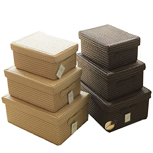 HLRTBCN Gewebter Aufbewahrungsbox, Plastik für Snackkasten Desktop Küchenspielzeugkleidung tragbarer Aufbewahrungskorb, im Büro -Garderobe Aufbewahrung (Farbe: Dunkelbraun, Größe: 10.2 * 15 * 7.1in) HLRTBCN Gewebter Aufbewahrungsbox, Plastik für Snackkasten Desktop Küchenspielzeugkleidung tragbarer Aufbewahrungskorb, im Büro -Garderobe Aufbewahrung (Farbe: Dunkelbraun, Größe: 10.2 * 15 * 7.1in) von HLRTBCN