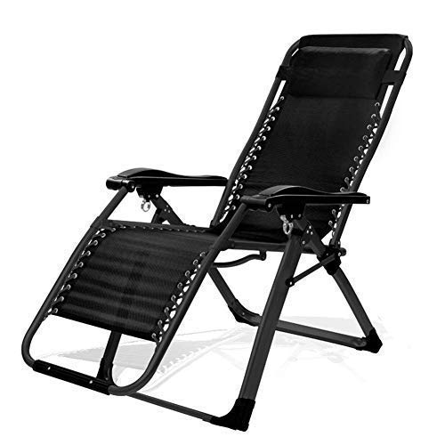 HLRTBCN Hochleistungsklappende Nullstühle Stranddeck Stühle Sonne Liege Liege für Strand Terrasse Garten Camping im Freien Stahlbeine (schwarz) (Black2) Aqiong von HLRTBCN