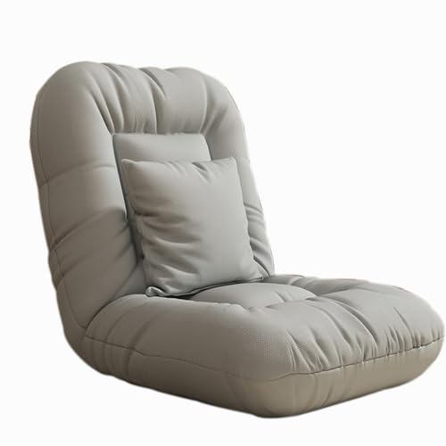 HLRTBCN Innenhöhlen -Lounge -Stuhl, 5 Winkel Verstellbarer Bodenstuhl, fallendes Faule Sofa mit Kissen gepolstert bequemer Stuhl für Wohnzimmer Schlafzimmer (hellgrau 20.86x16.14x20.86in) Aqiong von HLRTBCN