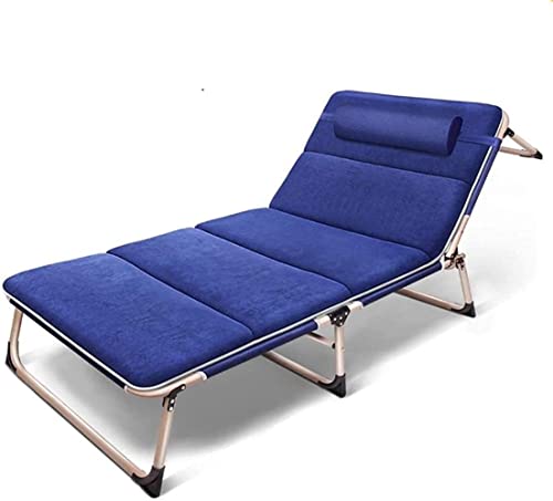 HLRTBCN Klappstuhl Klafte Deck Stuhl Verstellbare Lounge Stuhl Liege tragbare Strand- und Pool -Lounger -Gartenstühle (194x68cm) Liege (Farbe: Blau, Größe: 194x68cm) (Blau Aqiong von HLRTBCN