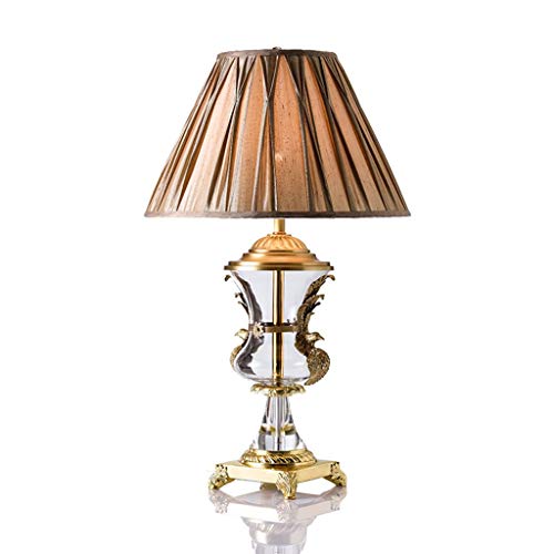 HLRTBCN LED Tischlampe Einfache Moderne Kreative Kupferkristall Tischlampe Luxusvilla Modell Haus Lobby Wohnzimmer Tischlampe Einfache Keramik Tischlampe Aqiong von HLRTBCN