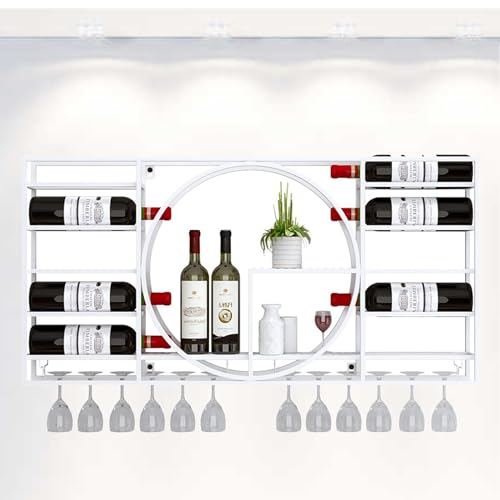HLRTBCN Weinregalregale Weinregal Wandmontage mit hängenden Weinglashalter Rack Splitterregal Mini Bar Wand Weinregale für Weinflaschen Glasregale Ecke Kaffeebar Schrank Flasche D SafeFyappy Aqiong von HLRTBCN