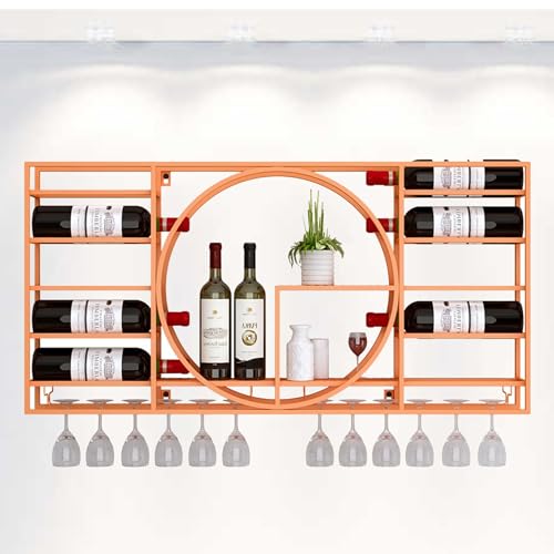 HLRTBCN Weinregalregale Weinregal Wandmontage mit hängenden Weinglashalter Rack Splitterregal Mini Bar Wand Weinregale für Weinflaschen Glasregale Ecke Kaffeebar Schrank Flasche D SafeFyappy Aqiong von HLRTBCN