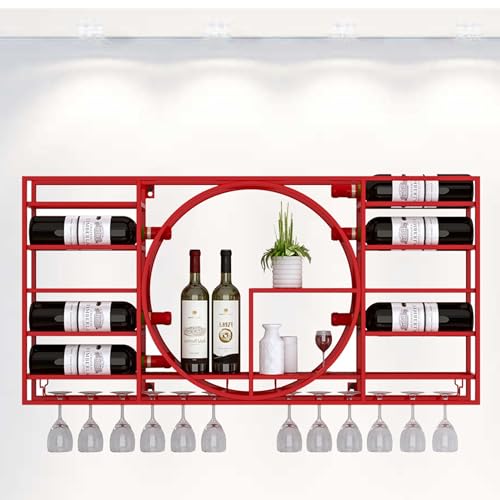 HLRTBCN Weinregalregale Weinregal Wandmontage mit hängenden Weinglashalter Rack Splitterregal Mini Bar Wand Weinregale für Weinflaschen Glasregale Ecke Kaffeebar Schrank Flasche D SafeFyappy Aqiong von HLRTBCN