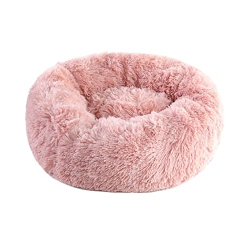 Katzenhundbett Haustier Bett Zwinger warmes Katzenbett Plüsch waschbarer Hundebetten, beruhigende Haustierbetthundmatte Welpe Kissen Zwinger Hundebett Welpensofa (blau: Roze, Größe: Durchmesser 50 von HLRTBCN
