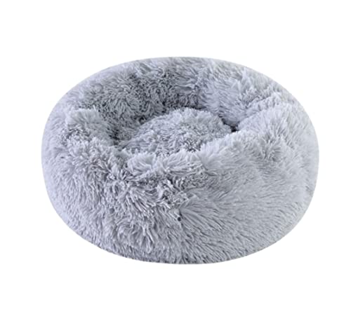 Katzenhundbett Haustierbett Zwinger warme Katzenbett Plüsch waschbarer Hundebetten, beruhigende Haustierbetthundmatte Welpe Kissen Zwinger Hundebett Welpensofa (blau: grau, Größe: Durchmesser 70 cm) von HLRTBCN