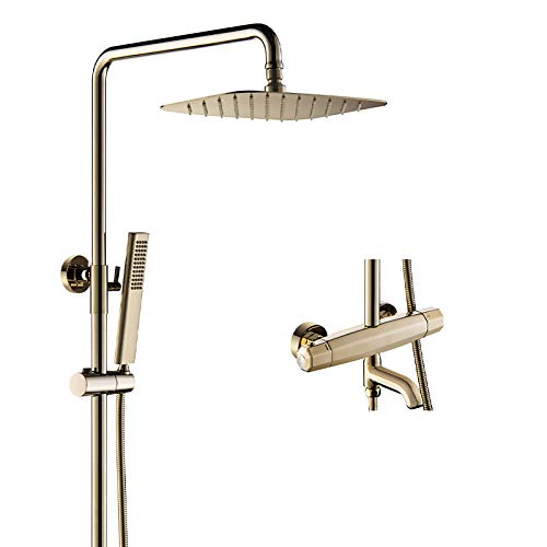 HLRTBCN Klassische Regendusche Kombination Set wandmontierte goldene Badezimmer Dusche Wasserhahn mit Niederschlagsdusche, Messing Handheld -Dusche, Badewanne Wasserhahn Aqiong von HLRTBCN
