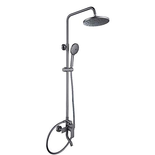 HLRTBCN Klassischer Regen dunkelgrauer Regenmixer Dusche Combo Set Wall montiert exponierte Badezimmer Duschhahn mit runden Dusche, Handheld -Dusche, Badewanne Wasserhahn Aqiong von HLRTBCN