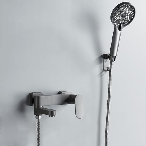 HLRTBCN Mixer Tap Duschwandhalterung Badmixer Haken mit Dusche EIN Griff Badezimmerhackmischer mit Duschset Weiß-B (Gungrau a) Aqiong von HLRTBCN