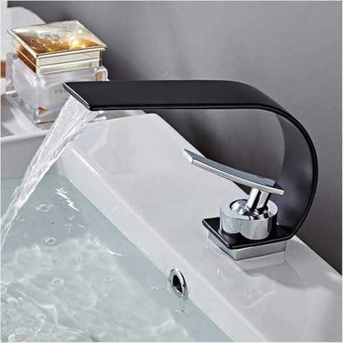 Moderner Badezimmer Wasserhahn niedriger Lichtbogen -Spülenmischer Messing Keramikventil Eins Griff Wasserfall Wasserfall für heißes und kaltes Wasser Ein Loch -Design für stilvolle Waschtisch Aqiong Moderner Badezimmer Wasserhahn niedriger Lichtbogen -Spülenmischer Messing Keramikventil Eins Griff Wasserfall Wasserfall für heißes und kaltes Wasser Ein Loch -Design für stilvolle Waschtisch Aqiong von HLRTBCN