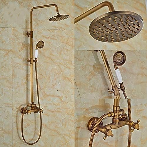 Neu antike Messing Badezimmer Dusche Wasserhahn Set 8 "Regenduschmischer Tap Wanne Wasserhahn mit Handduale Dualgriffe, Sprinkler Aqiong von HLRTBCN