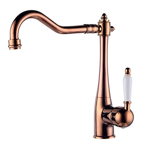 Rustikaler Küchenarmatur 360 ° Verstellbarer Mixer Tap Roségold Messing Griffe Stilvoller Waschbecken Wasserhahn langlebiger Küchenspüle Mixer moderne Wohnkultur Einfache Installation Aqiong von HLRTBCN