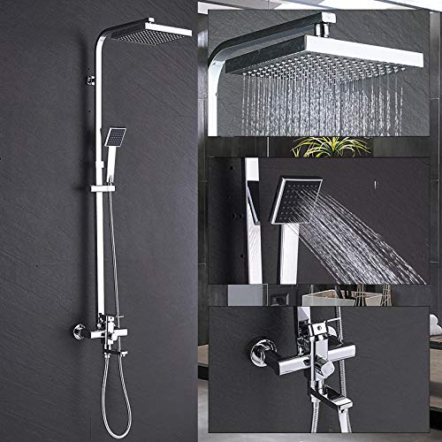 Solide messing rotatable mixer chrom poly quadratische reg dusche Wasserhähnen Set Wasserhähne mit Handdusche für Badezimmerbad Dusche Aqiong von HLRTBCN