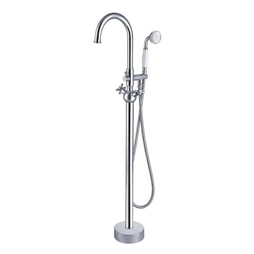HLRTBCN Stehende Badmixer Haken mit Duschschwengbadezimmer und Dusch -Set Doppelgriff Messing, (Chrom a) Aqiong von HLRTBCN