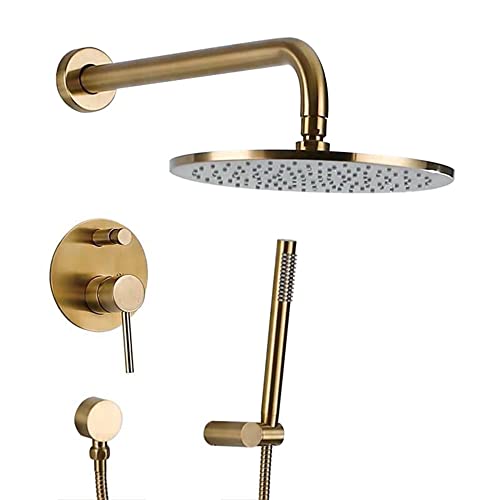 HLRTBCN Wandmontage Niederschlagsdusche Mixer Haken Dual-funktionales Duschsystem Duschmixer Set für Badezimmer-Black_8 in (Gold 12 Zoll) Aqiong von HLRTBCN
