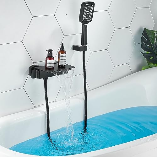 Wandmontierte Badmixer Tap Badezimmerhackmischer mit Duschschubtuschmixer Tipp für Bad mit Handschubstkopf A (AA) Aqiong von HLRTBCN