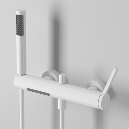 Wandmontierte Wasserfall Bad Hader taps Badezimmerhahnmixer mit Duschmenge mit Handhahn mit Handheld Duschkopf, Doppelfunktion (weiße Doppelfunktion) Aqiong von HLRTBCN