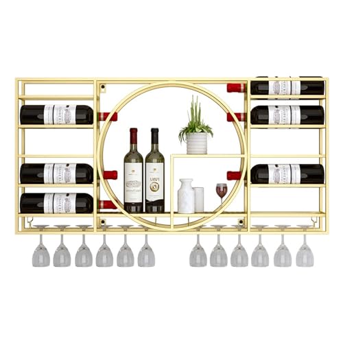 Weinregal Rack Bar Regale Wand montiert mit hängenden Weinglas Lagerhalter Rack Spirituosenregal Mini Bar Weinregale für Weinflaschen Glasregale Ecke Kaffeebar Schrank Schnaps Bottl Safefyappy Aqiong von HLRTBCN