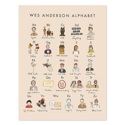 HLSHOE Buchstaben des Wes Anderson-Alphabets, Zeichen, Wandkunst, Leinwandgemälde, Poster, Druck, Wandbilder, Wohnzimmer, Heimdekoration (Color : 1, Size : 30x40 cm no Frame) von HLSHOE