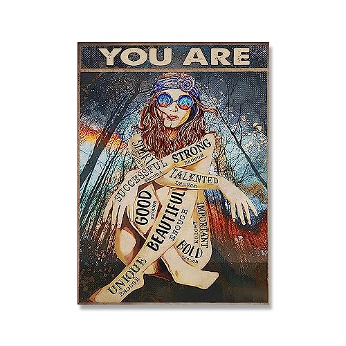 HLSHOE Leinwand malerei Boho Hippie mädchen Poster du bist schöne Freundlichkeit einzigartige wandbilder für Wohnzimmer wohnkultur (Color : A, Size : 21x30cm No Frame) von HLSHOE