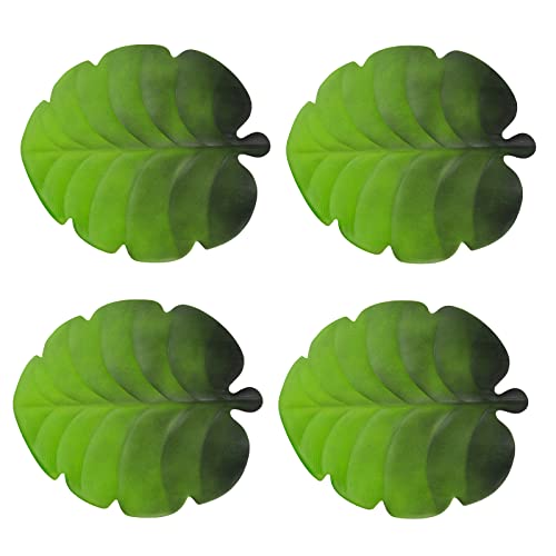 HLTER 4 x künstliche tropische Blätter, künstliche grüne Blätter, Tischsets, hitzebeständige Tischmatten für Zuhause, Küchendekoration von HLTER