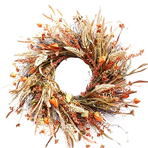 HLTER 61 cm Herbstkranz Haustür-Kranz künstliche Blätter Getreidekranz Ernte Weizenohren Girlande Herbstkranz für Thanksgiving Heimdekoration HLTER 61 cm Herbstkranz Haustür-Kranz künstliche Blätter Getreidekranz Ernte Weizenohren Girlande Herbstkranz für Thanksgiving Heimdekoration von HLTER