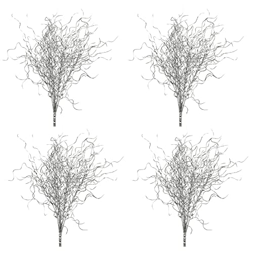 HLTER Ting Zweig, 12 Köpfe, 12 Köpfe, silberne glitzernde, gelockte Weidenzweige, glitzernde Zweige, Vasenfüller, 4 Stück von HLTER
