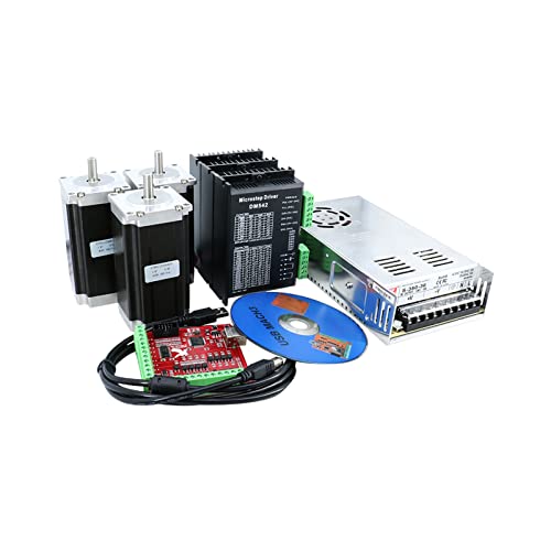 Einwelliger 8 mm CNC-Fräsersatz, 3 Achsen, 3 DM542-Schrittmotor-Treiber und Nema23 1200 g In-Motor + mach3 USB-Schnittstellenplatine + Netzteil von HLTNC