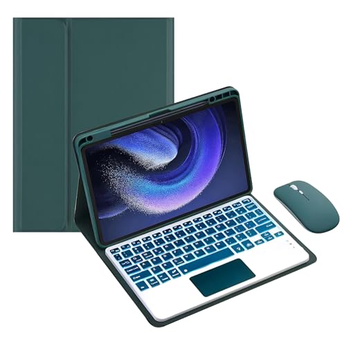 HLTOOP Tastaturhülle für Xiaomi Pad 6/6 Pro 27,9 cm (11 Zoll) 2023, 7 Farben, Hintergrundbeleuchtung, Multi-Touch-Trackpad, abnehmbare Tastatur, integrierter Stifthalter, Grün von HLTOOP