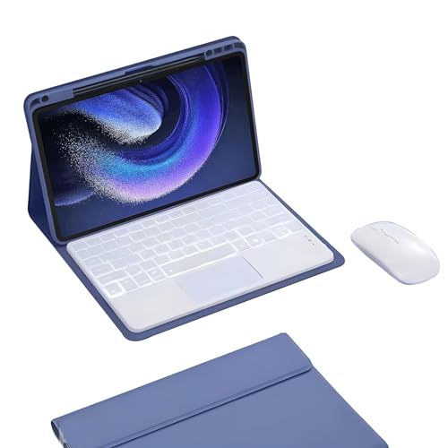 HLTOOP Tastaturhülle für Xiaomi Pad 6/6 Pro 27,9 cm (11 Zoll) 2023, 7 Farben, Hintergrundbeleuchtung, Multi-Touch-Trackpad, abnehmbare Tastatur, integrierter Stifthalter, Violett von HLTOOP