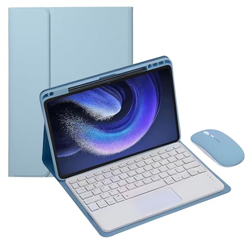 HLTOOP Tastaturhülle für Xiaomi Pad 6/6 Pro 27,9 cm (11 Zoll) 2023, 7 Farben Hintergrundbeleuchtung, Multi-Touch-Trackpad, abnehmbare Tastatur, integrierter Stifthalter, Blau von HLTOOP