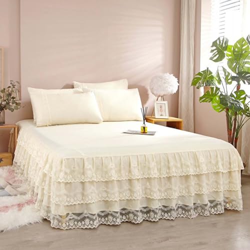 Bed Skirts & Valances Bettrock Mit Spitze Bettrock Tagesdecke 180x200 Bett Husse Box Spring Bett Betthusse RüSchen(#1,pillowcaseX2) von HLTQL