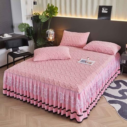 Bett Husse Box Spring Bett Bettrock 200x220 Bed Skirts & Valances Warme Samt-Tagesdecke, Maschinenwaschbare Bettlaken(#1,150x200cm) von HLTQL
