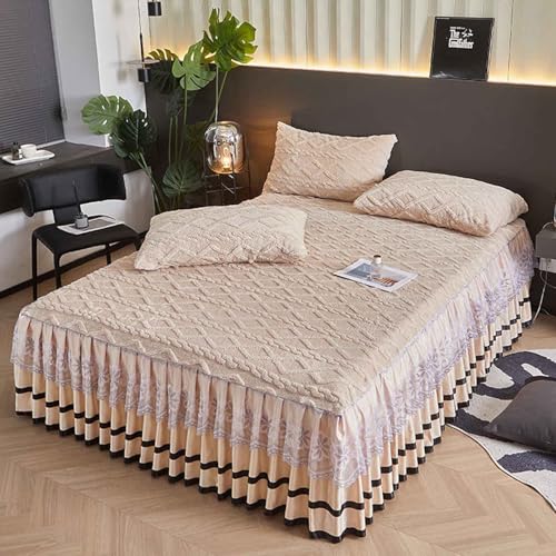 Bett Husse Box Spring Bett Bettrock 200x220 Bed Skirts & Valances Warme Samt-Tagesdecke, Maschinenwaschbare Bettlaken(#3,180x200cm) von HLTQL