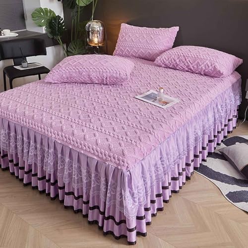 Bett Husse Box Spring Bett Bettrock 200x220 Bed Skirts & Valances Warme Samt-Tagesdecke, Maschinenwaschbare Bettlaken(#8,200x220cm) von HLTQL