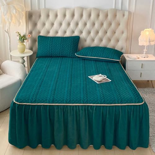 Bett Hussen Bezug Komplett 180x200 Bed Skirts & Valances Boxspringbett Husse Gesteppt Bettrock Mit RüSchen Flanell Bettvolants Spannbettlaken Mit Volan(#1,Pillowcase x2) von HLTQL
