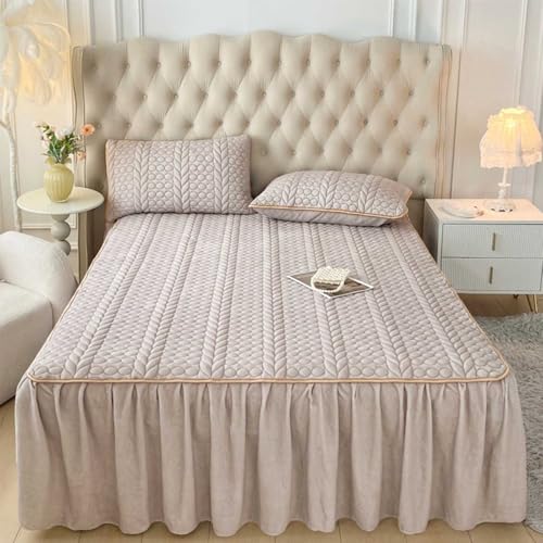Bett Hussen Bezug Komplett 180x200 Bed Skirts & Valances Boxspringbett Husse Gesteppt Bettrock Mit RüSchen Flanell Bettvolants Spannbettlaken Mit Volan(#8,Pillowcase x2) von HLTQL