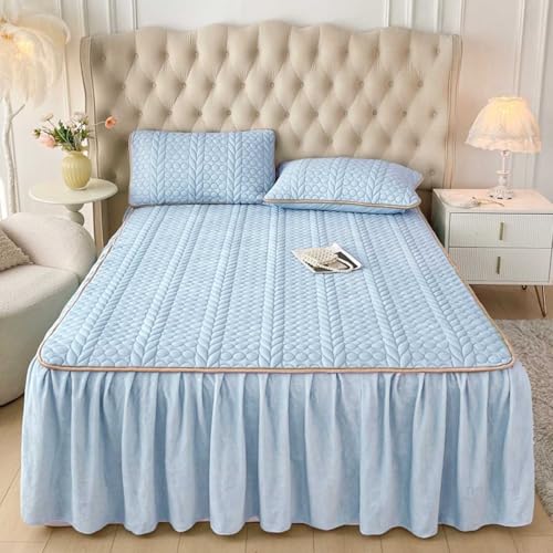 Bett Hussen Bezug Komplett 180x200 Bed Skirts & Valances Boxspringbett Husse Gesteppt Bettrock Mit RüSchen Flanell Bettvolants Spannbettlaken Mit Volan(#9,Pillowcase x2) von HLTQL