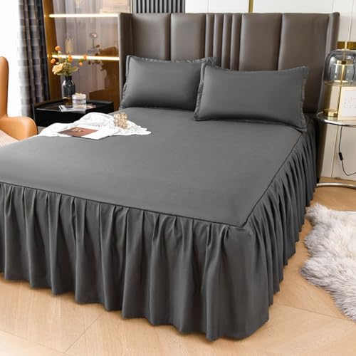 Bettrock Tagesdecke 180x200 Bed Skirts & Valances Bett Hussen Umrandung GekräUselt Einfarbig Bettrock Elastisch Betthusse HöHe 45 (#2,180x220cm) von HLTQL