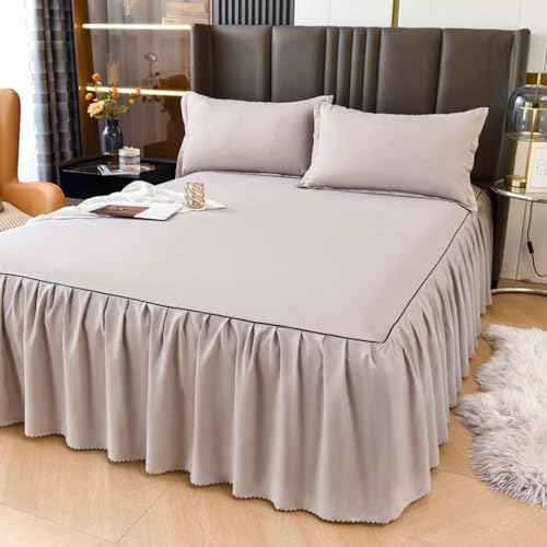 Bettrock Tagesdecke 180x200 Bed Skirts & Valances Bett Hussen Umrandung GekräUselt Einfarbig Bettrock Elastisch Betthusse HöHe 45 (#6,150x200cm) von HLTQL