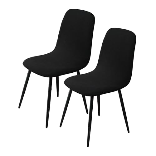 BezüGe FüR Stuhl Abwaschbar Stuhlhussen 2er/4er Set KüChe Hussen FüR StüHle Mit Hoher Lehne Bezug FüR StüHle Esszimmer üBerzug Stuhl Rund(#Black,2er) von HLTQL