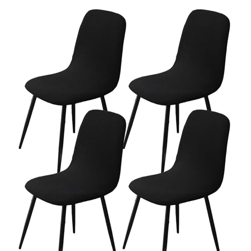 BezüGe FüR Stuhl Abwaschbar Stuhlhussen 2er/4er Set KüChe Hussen FüR StüHle Mit Hoher Lehne Bezug FüR StüHle Esszimmer üBerzug Stuhl Rund(#Black,4er) von HLTQL