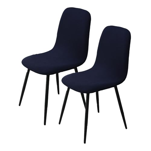 BezüGe FüR Stuhl Abwaschbar Stuhlhussen 2er/4er Set KüChe Hussen FüR StüHle Mit Hoher Lehne Bezug FüR StüHle Esszimmer üBerzug Stuhl Rund(#Navy,2er) von HLTQL